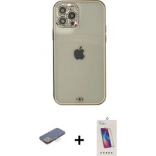 Pileli Store Pilelistore™ iPhone 12 Pro Max Kılıf Eksen Minimal Koleksiyonu - Siyah Joko 5d Cam + Renkli Kamera Lens Koruma Cam - Sı