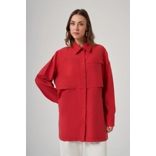 Nuss 6035  Cep Detay Ince Kap - Red Plum