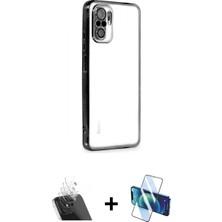 Marsilyan™- Redmi Note 10 Kılıf Vadi Minimal - Siyah 3D Antistatik Cam Ekran Koruyucu + Kamera Lens Koruma Cam - Sf