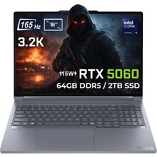 Lenovo Thinkbook 16P G6 Iax Intel Core Ultra 9-275HX Geforce RTX5060 8gb 64GB Ddr5 2tb SSD 16 Inç 3.2k 165Hz IPS Freedos Gaming Laptop (21R0001JTXV3)