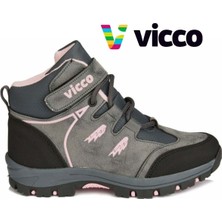 Vicco Arbor Kız Çocuk Outdoor Bot Gri Tekstil Malzeme Düz Taban Cırt Cırtlı Tasarım