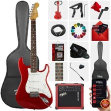 Midex RPH-30WRD-25AMP Kırmızı Renk Strat Kasa Sss 25W Amfili Elektro Gitar Seti