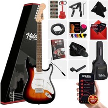 Midex RPH-30SB Gül Klavye Strat Kasa Sss Elektro Gitar Seti Kahverengi Renkli Premium Ses Kalitesi