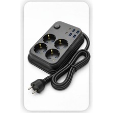 Virnex Winnboss Termal Akım Korumalı USB ve Type-C 2.1A Şarj Çıkışlı 10A 2500W 4'lü Uzatma Grup Priz 3441