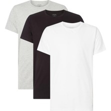 Calvin Klein Erkek S/s Crew Neck 3pk Bisiklet Yaka 3'lü Yarım Kollu Atlet Gri Renk 100% Pamuklu Esnek Kumaş