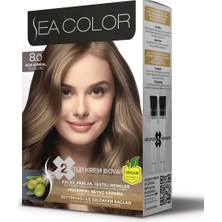 Sea Color Set 8.0 Açık Kumral Saç Boyası Kalıcı Onarıcı Krem Özellikli Vegan Ürün