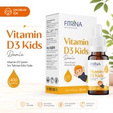 Fıtrina D Vitamini D3 Çocuklar İçin Cam Şişe Sıvı Damla Takviye Edici Gıda 20 mL