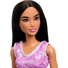 Farbu Oyuncak Barbie Şık Pembe Elbiseli Siyah Saçlı Eklemleri Hareketli 30CM Model Oyuncak Bebek