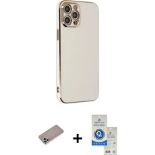 Pileli Store Pilelistore™ iPhone 12 Pro Max Kılıf Yankı Serisi - Şeffaf Royal Nano Ekran Koruyucu + Shine Kamera Lens Koruma Cam - Sabe