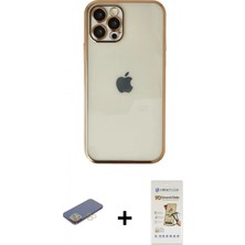 Pileli Store Pilelistore™ iPhone 12 Pro Max Kılıf Vadi Minimal - Siyah Mat Seramik Nano Ekran Koruyucu + Renkli Kamera Lens Koruma Cam - Sı