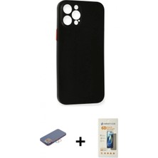 Pileli Store Pilelistore™ iPhone 12 Pro Max Kılıf Yadigar Yansıma Serisi - Siyah 6d Mat Seramik Hayalet Nano Ekran Koruyucu + Renkli Kamera Lens Koruma Cam - Pe