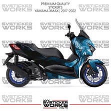 Sv Sticker Works Yamaha Xmax Kaplama Sticker Blue Punisher Design Motor Kaplama Modeli Hazır Kit 2017-2022 Uyumlu 
