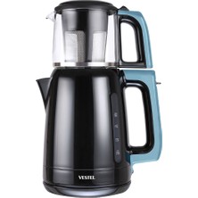 Vestel Sefa 3000 Mavi Çay Makinesi 0,9 L Cam Demlik ve 1,9 L Plastik Su Isıtıcı