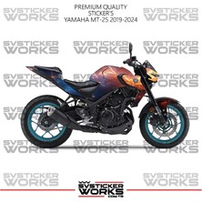 Sv Sticker Works Yamaha Mt-25 Kaplama Sticker Kırmızı ve Mavi Şimşek Design Motor Kaplama Modeli Hazır Kit 2019-2024 Uyumlu 