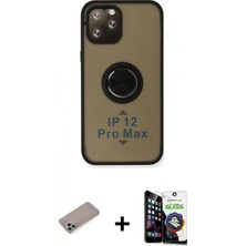 Marsilyan™- iPhone 12 Pro Max Kılıf Yörünge Çizgi - Şeffaf Temperli Cam Ekran Koruyucu + Shine Kamera Lens Koruma Cam - Sabe