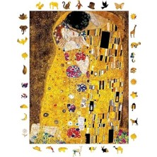 Cekar Store Ahşap Puzzle Yetişkin - Gustav Klimt Öpücük - 450 Parça, 29 x 39 cm - Yapıştırıcı Folyo Dahil - Benzersiz Şekilli Parçalar & Özel Figürler - R1-09