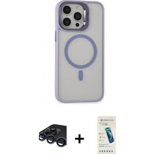 Pileli Store Pilelistore™ iPhone 15 Pro Kılıf Ahenk Klasik Özel Seri - Şeffaf Pasifik Cam Ekran Koruyucu + Raze Metal Kamera Lens - Lt