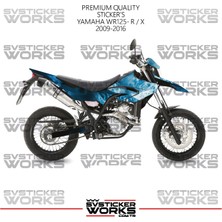 Sv Sticker Works Yamaha WR125R-X Kaplama Sticker Mavi Punisher Design Motor Kaplama Modeli Hazır Kit 2009-2016 Uyumlu 