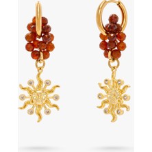 Lunaco Atelier Garnet Taşlı Güneş Küpe
