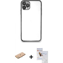 Pileli Store Pilelistore™ iPhone 11 Pro Max Kılıf Vadi Minimal - Siyah Seramik Nano Ekran Koruyucu + Renkli Kamera Lens Koruma Cam - Pe