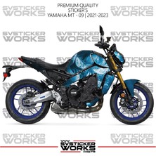 Sv Sticker Works Yamaha Mt-09 Kaplama Sticker Blue Punisher Design Motor Kaplama Modeli Hazır Kit 2021-2023 Uyumlu 