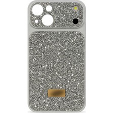 Coverzone iPhone 13 Pro Max ile Uyumlu Elmas Desen Taşlı Kılıf iPhone 17 Pro Max Uyumlu Görünüm Işıltılı Lüks Şık  Premium Rock Koruma, Dayanıklı ve Işıltılı Sert Darbeye Dayanıklı Kılıf Titanyum
