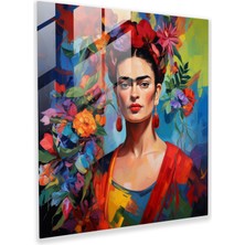 Popcas Frida Kahlo Temalı Dekoratif Cam Tablo - Renkli ve Çarpıcı Görünüm