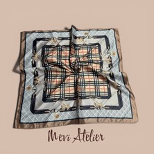 Mevi Atelier Desenli Kahve Renkli Fular 50 x 50