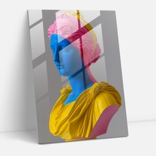 Popcas Neoklasik Heykel Temalı Klasik ve Pop Sanat Cam Tablo