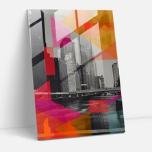 Popcas Geometrik Şehir Manzarası Temperli Cam Tablo - Modern Sanatın Klasik ve Popart Yansımaları