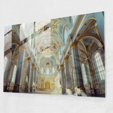 Popcas Katedral Temalı Dekoratif Cam Tablo - Klasik Tarzda Ev Aksesuarı