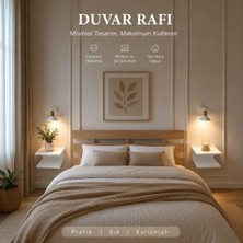 Aladağ Home 30X25 cm Beyaz Duvar Komodini Yatak Yanı %100 Mdf Başucu Rafı