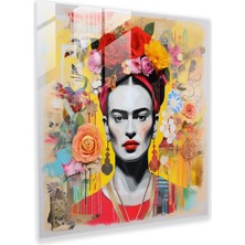 Popcas Meksika Motifleri ve Çiçeklerle Frida Kahlo Temalı Cam Tablo