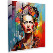 Popcas Soyut Duygular Temalı Cam Duvar Tablosu - Frida Kahlo Ilhamlı Renkli Estetik