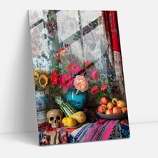 Popcas Modern Sanat Temalı Dekoratif Cam Tablo - Frida Kahlo Esintisiyle Ev Dekorasyonu