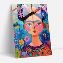 Popcas Renkli Kaleydoskop Temalı Dekoratif Cam Tablo - Frida Kahlo'nun Eserleriyle Yansımalar