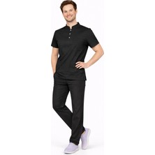 Başaran Uniforma Likralı Siyah Erkek Premium Scrubs Takım