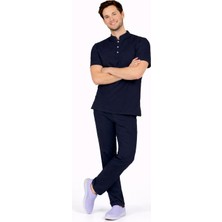 Başaran Uniforma Likralı Lacivert Erkek Premium Scrubs Takım