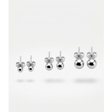 925 Ayar Gümüş 3'lü Küpe Seti (3-4-5 Mm) Avantajlı Paket - Acer Silver