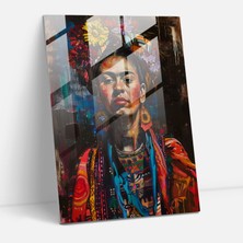 Popcas Modern Sanat Temalı Cam Tablo - Frida Kahlo Esintileri ile Ev Dekorasyonu