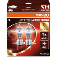 Cekar Store Osram H7 Night Breaker Ampuller, 12V, 220% Fazla Işık, 2'li Paket          [enerji Sınıfı A]