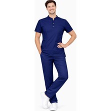 Başaran Uniforma Likralı Yeni Lacivert Erkek Premium Scrubs Takım