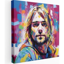 Popcas Soyut Modern Sanat Temalı Cam Tablo - Kurt Cobain Figürü - Duvara Asılabilir Cam Tablo