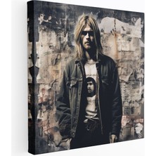 Popcas Grunge Tarzı Kurt Cobain Temalı Cam Tablo