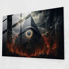Popcas Illuminati Temalı Dekoratif Cam Tablo - Semboller ve Figürler