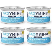 Cekar Store Kedi Yaş Maması Shinycat Jelly (Jöle Içinde) Ançüezli Ton Balığı 70 gr x 4 Adet