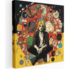 Popcas Kurt Cobain Temalı Modern Sanat Cam Tablosu