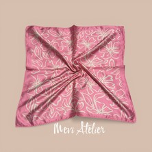 Mevi Atelier Pembe Renkli Desenli Fular 50 x 50