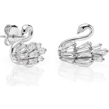 Servi 925 Ayar Gümüş Crystal Swan Küpe
