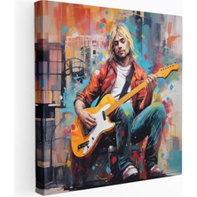 Popcas Modern Sanat Temalı Cam Tablo - Kurt Cobain Figürü